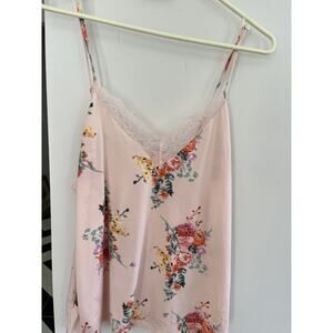 Flora Nikrooz Women Teen XL Pink Floral Chemise Cami Lingerie Lace Trim Coquette